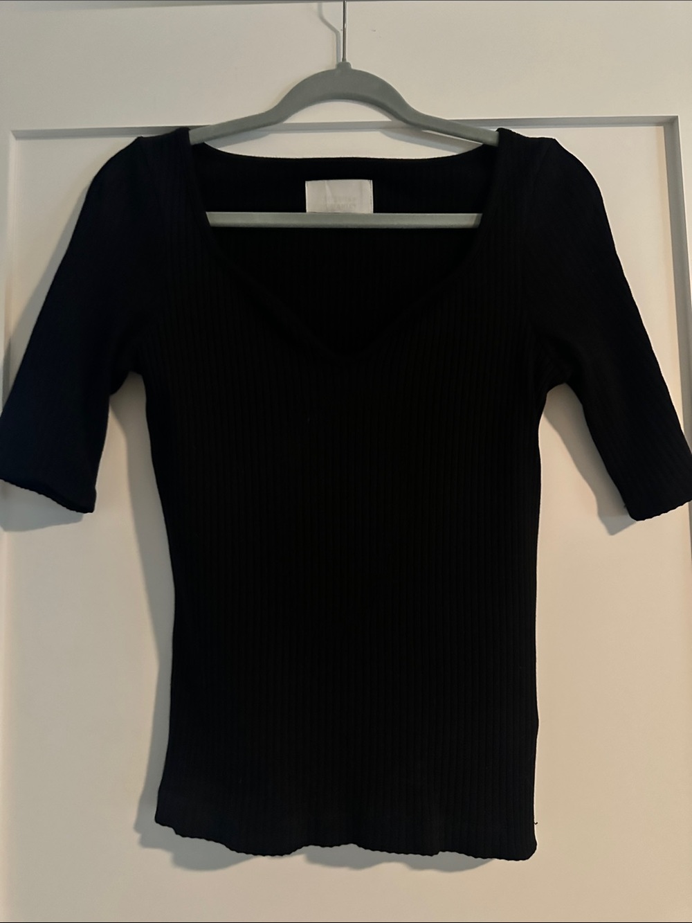 Citizens Of Humanity Black Ribbed Short Sleeve Tee - Picture 4 of 7